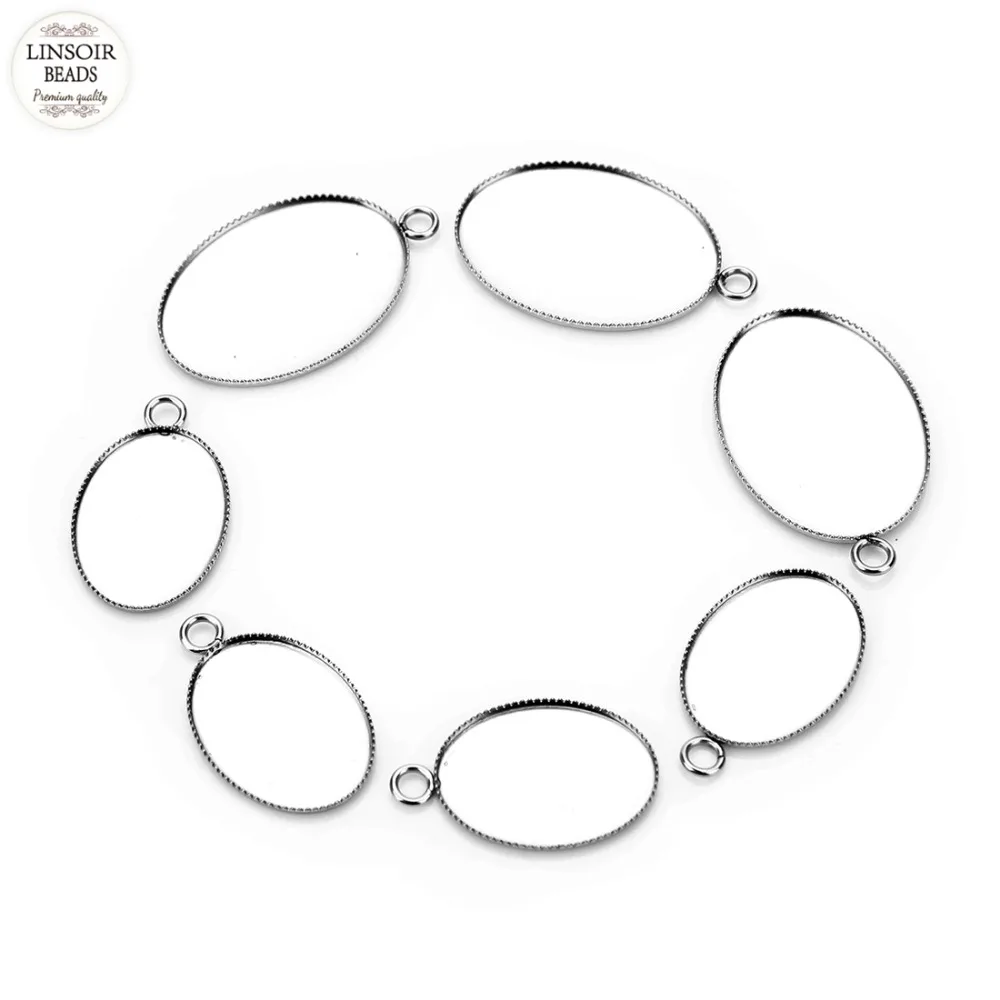 Набор подвесок Linsoir из нержавеющей стали 20 шт./лот овальная основа кабошона для