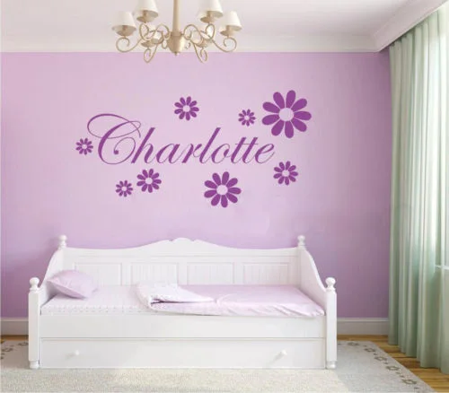 

Daisy Flowers Girls Personalised Name Bedroom Wall Art Kids Nursery Wallpaper Vinyl Decal Home Decor