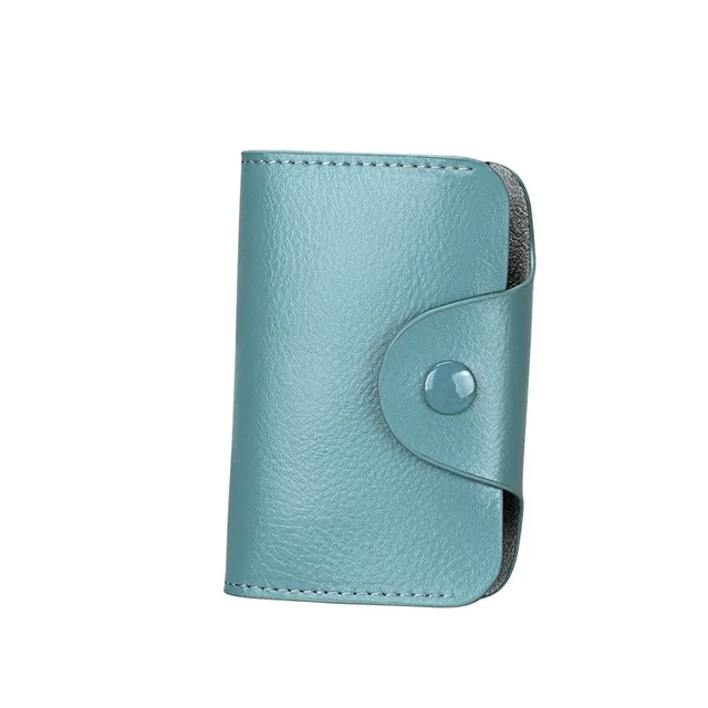 light blue Мужской бизнес-держатель для карт из натуральной кожи, кошелек, 15 бит, чехол для карт, чехол для кредитных карт, держатель для ID карт, Женский держатель для карт - Цвет: light blue