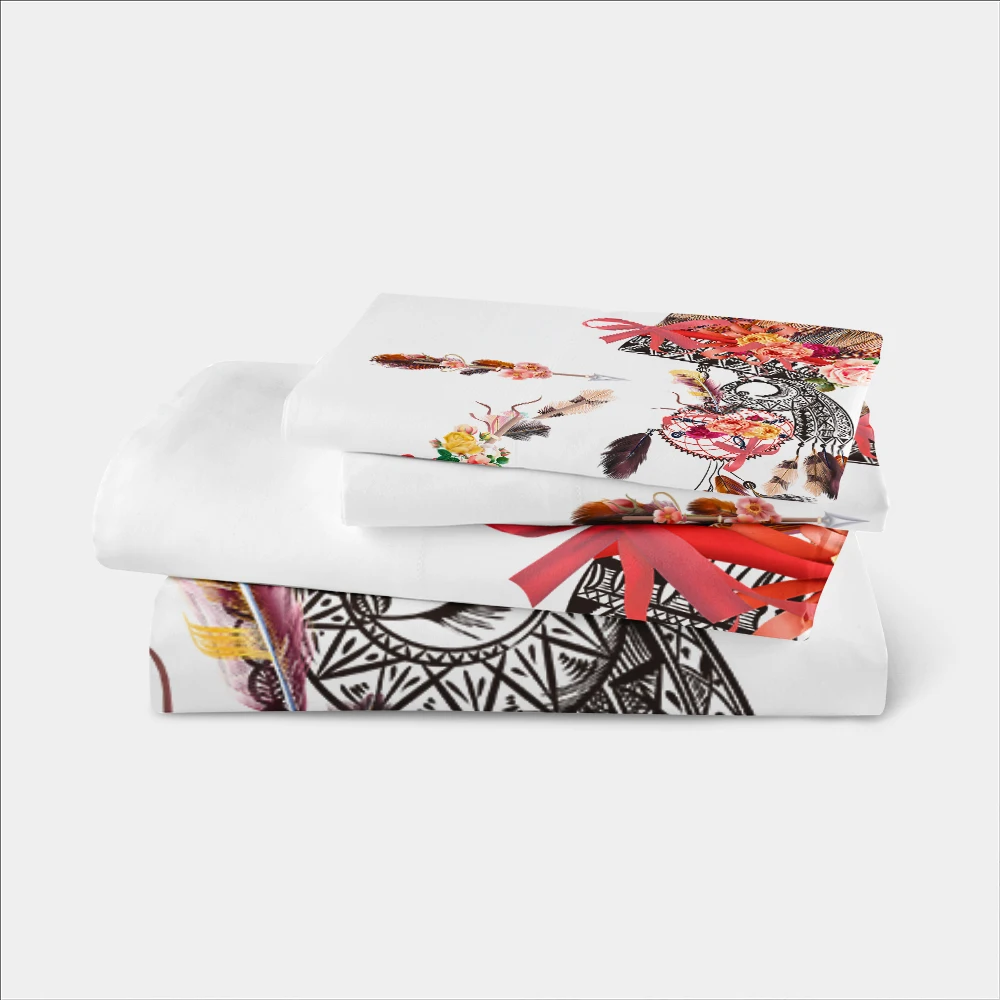 

Home Textile Owl Feather Bedding Set Leaves Duvet Cover Set Pillowcases Twin Full Queen King Comforter Cover Set Boho Style