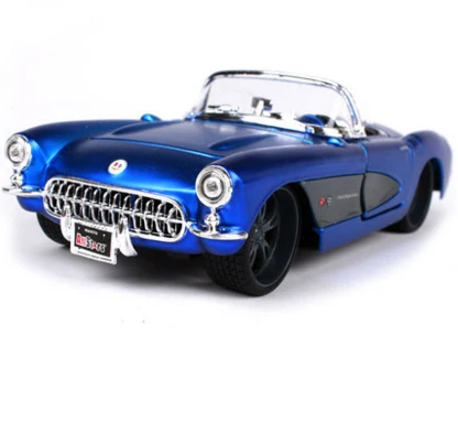 Синий Высокое качество Maisto 1/24 Chevrolet Corvette 1957 литая под давлением модель автомобиля металлическая винтажная игрушка автомобиля с коробкой для детей подарок на день рождения игрушка - Цвет: Синий