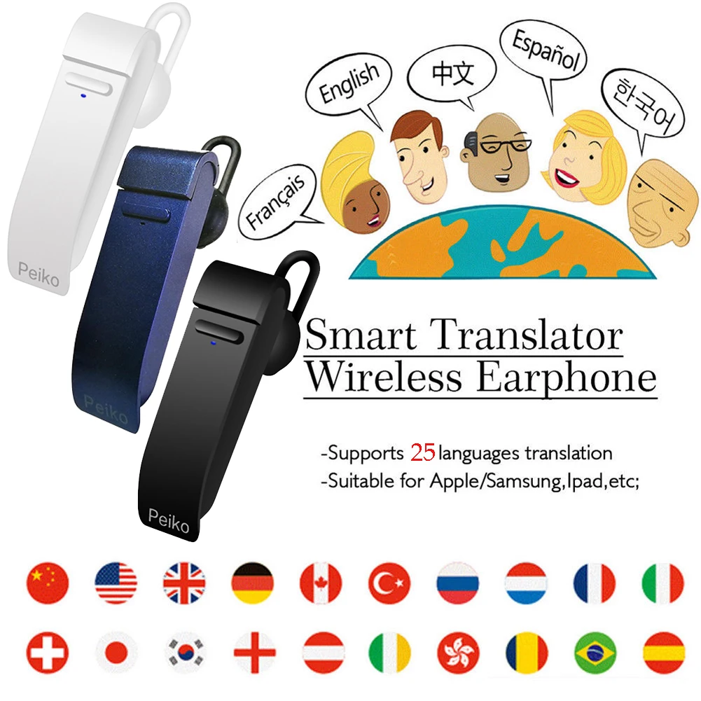 25 языков переводчик бизнес наушники смарт беспроводной Bluetooth 5,0 наушники в ухо гарнитура портативный переводчик