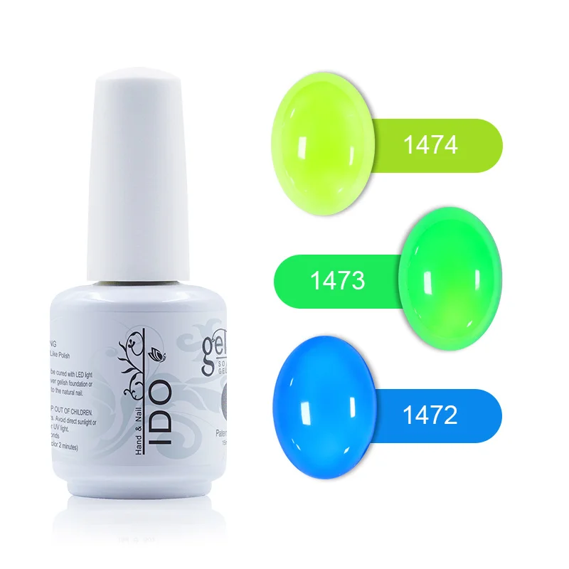 1472 1473 1474 3 Pcs Lot Gel Nail Polish IDO white bottle UV/LED Soak off Long Lasting polish 15ML amber glass Series colorful gel Nails Tools - Цвет: 1472 1473 1474