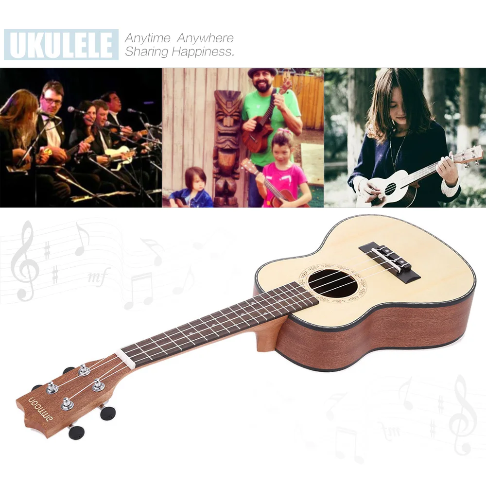 Ammoon 24 &quotГавайская елка ель Sapele Ukelele палисандр гриф 4 струны Гавайская гитара