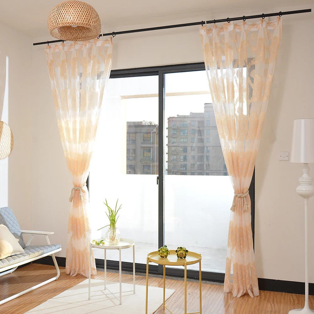 YAtkstile European style jacquard cut flower yarn tulle for bedroom living room study balcony transparent gauze shade | Дом и сад