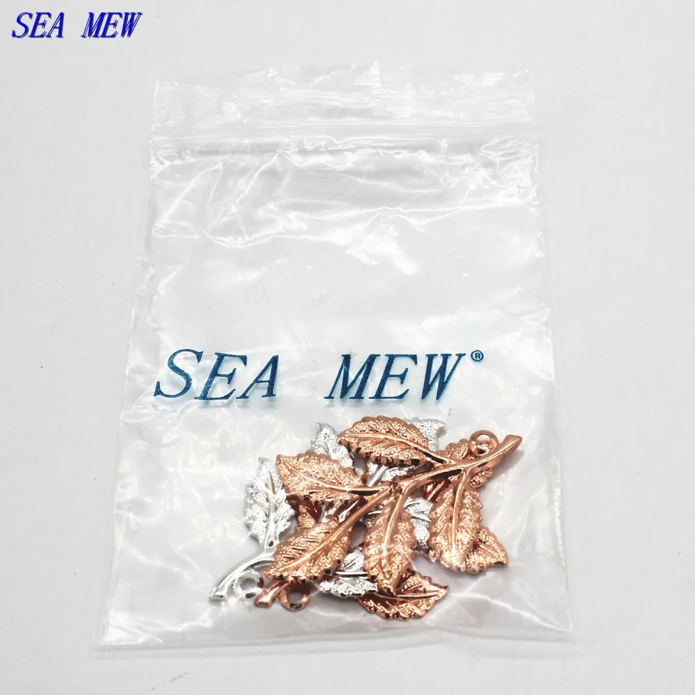 SEA MEW 50 шт 32*50 мм медный материал филигранная ветка лист кулон 7 видов цветов