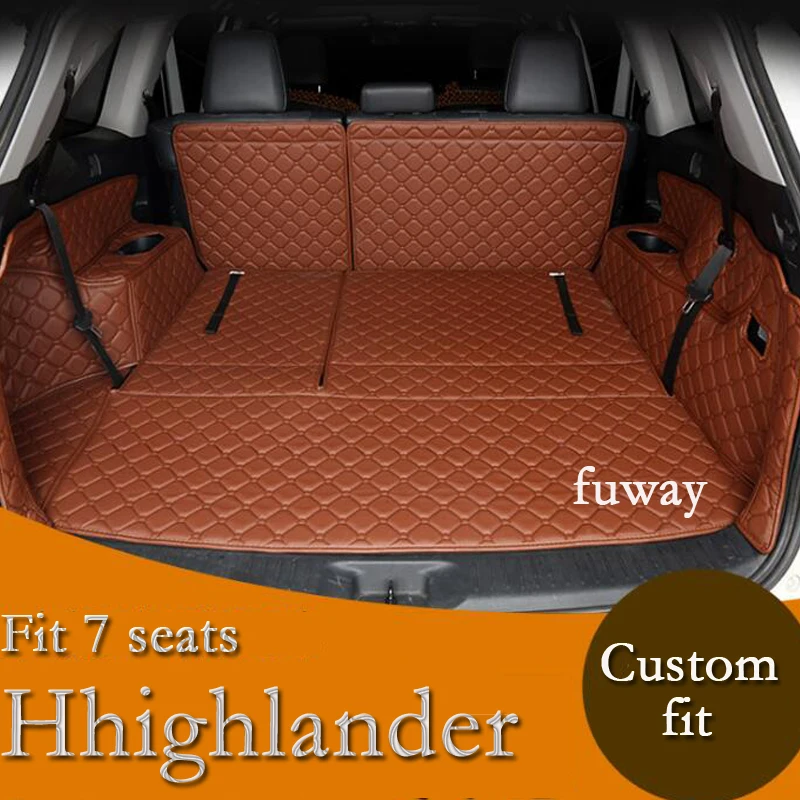 Custom Full trunk 3D mats  leather pad for Highlander 2015 waterproof tray carpet cargo car-styling car stickers car accessories