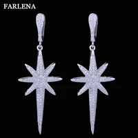 farlena jewelry starlight shape micro zircon crystal drop earrings for women wedding party accessory luxury long earrings female