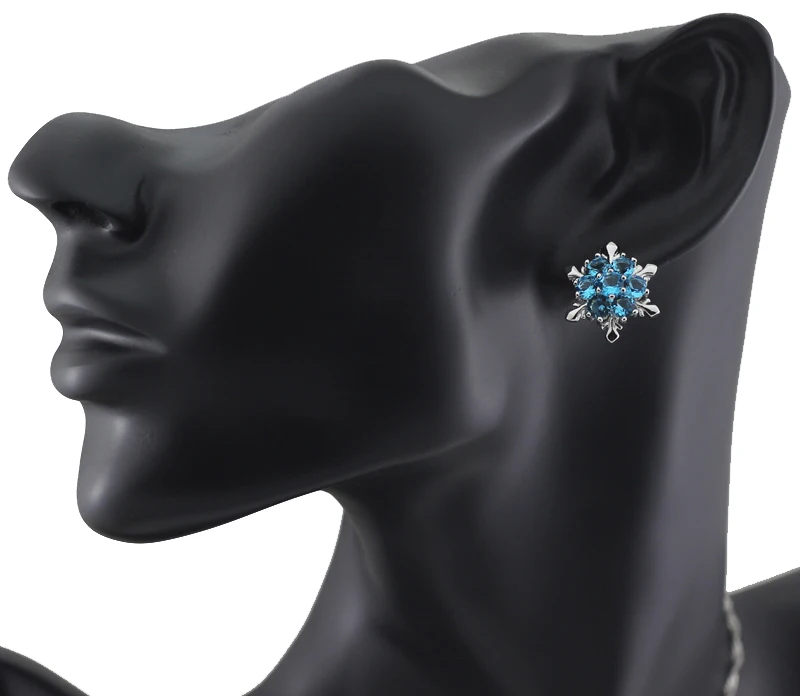 Женские Ювелирные наборы HAIMIS с синим камнем и серебряной цепочкой серьги