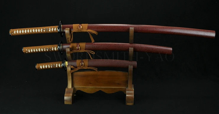 Полный Тан самурая японский набор мечей Катана вакидзаси Танто 1060