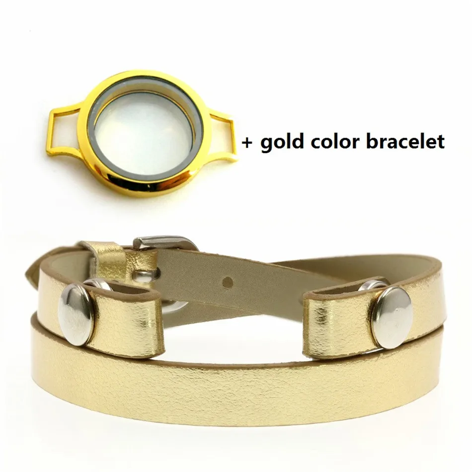 gold plain Круглый витой резьбовой винт вниз медальон сверкающий серебряный розовый золотой цвет медальоны с кожаным обертыванием медальон браслет - Окраска металла: gold plain