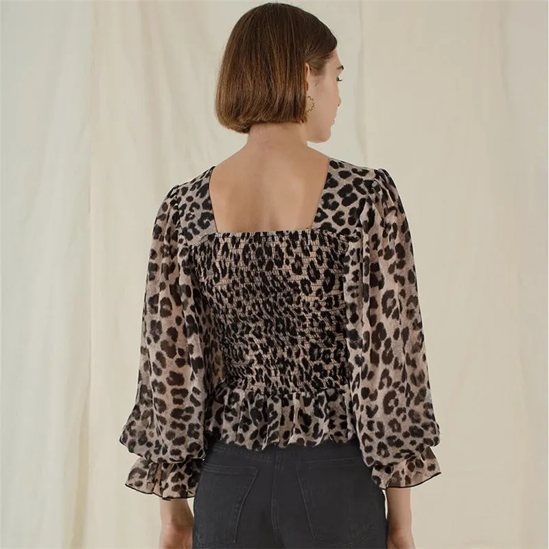 Новинка 2019 года дизайнерская женская шифоновая блузка с леопардовым принтом