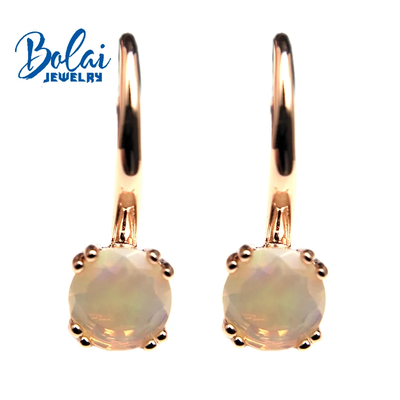 Bolaijewelry новый продукт натуральный опал драгоценный камень застежка серьги