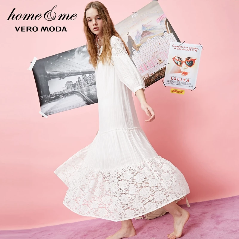 Vero Moda новая милая длинная ночная рубашка с кружевом Феи | 31837C541|Женские платья|