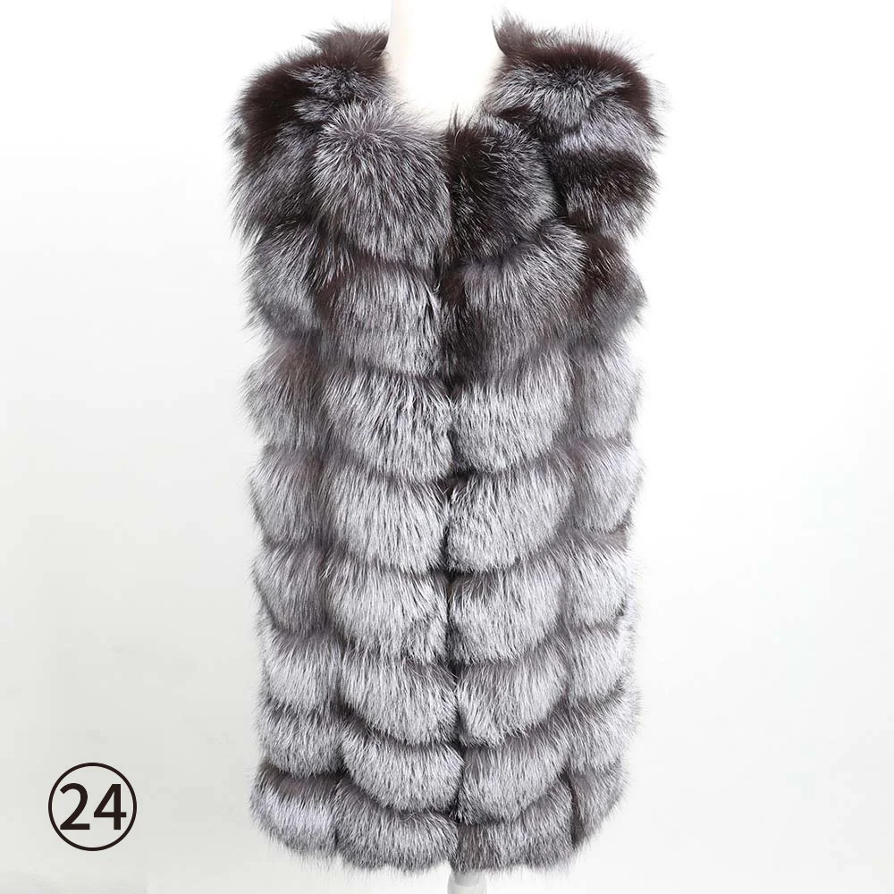 long 88cm-24 Maomaokong, жилет из лисьего меха для женщин, натуральное цельное пальто из лисьего меха 90 см, Длинная зимняя меховая куртка, жилет размера плюс 4XL - Цвет: long 88cm-24