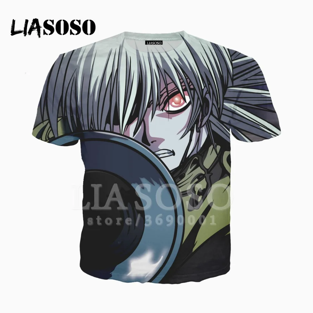 LIASOSO 3D принт унисекс аниме Хеллсинг Алукард футболка с круглым вырезом летняя