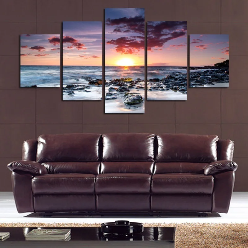 

5 panels Sea View Sunset Canvas Painting for Living Room Home Decor Canvas Printed on Canvas Wall Art Picture Gift No Frame