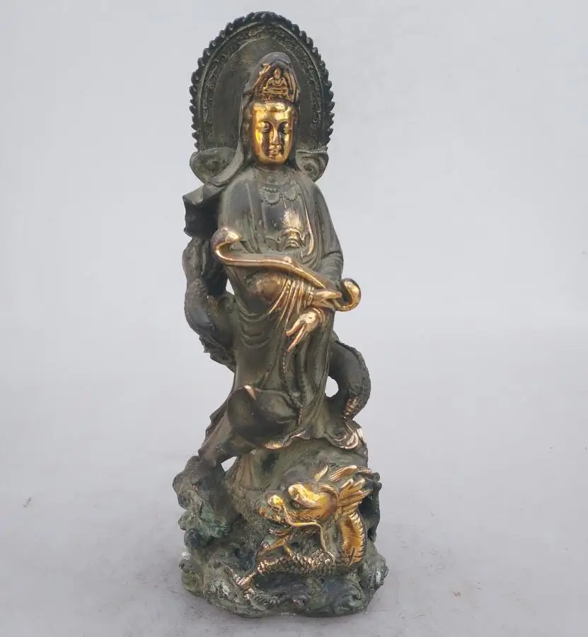 

Collection chinese Handmade old bronze Gilt Guanyin Bodhisattva statue, Home Decoration antique sculpture