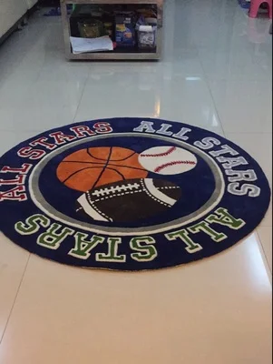 Круглый детский игровой ковер для детской комнаты украшение баскетбола футбола