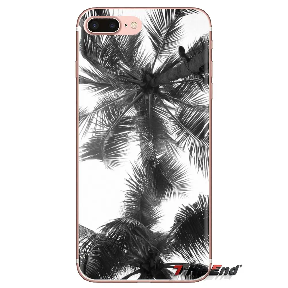 For Huawei G7 G8 P7 P8 P9 P10 P20 P30 Lite Mini Pro P Smart Plus 2017 2018 2019 Black white palm leaves trees Soft TPU Case |