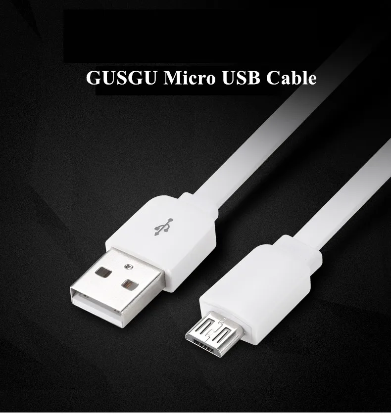 Android Micro usb кабель для зарядки, GUSGU очень длинный плоский кабель для зарядки, супер прочный шнур для зарядки и синхронизации данных для samsung