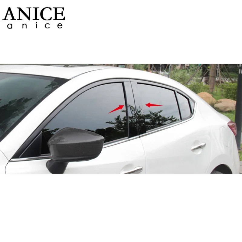 8 шт. блестящие черные зеркальные крышки для окон Mazda3 Axela M3 2014 2018 седанов