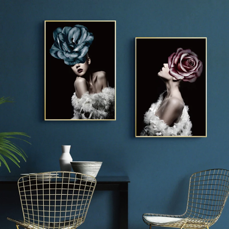 Abstract Flower Avatar Girl Printed Canvas Painting Wall Art Prints Modern Style Cuadros Poster Home Decoration Photo pop | Дом и сад
