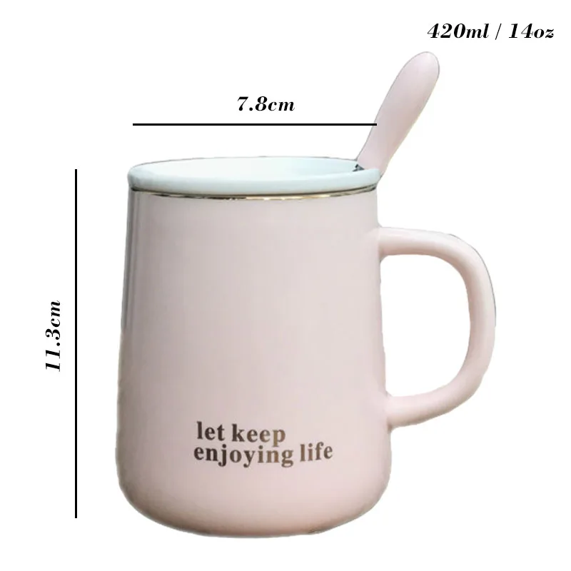 

Creative Simple Ceramic Morning Mug with Lid and Spoon Porcelain Cups for Coffee Milk Tea Unique Sweethearts Gift TC002