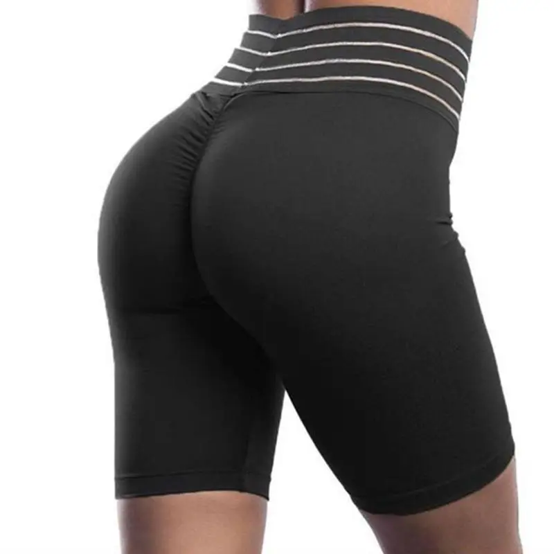 Женские обтягивающие спортивные штаны с высокой талией в полоску рюшами для