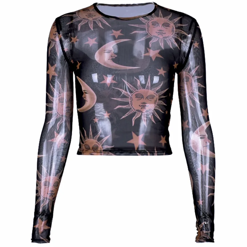 Лето 2019 женские футболки с кружевом Ropa De Mujer повседневная принтом Галактики