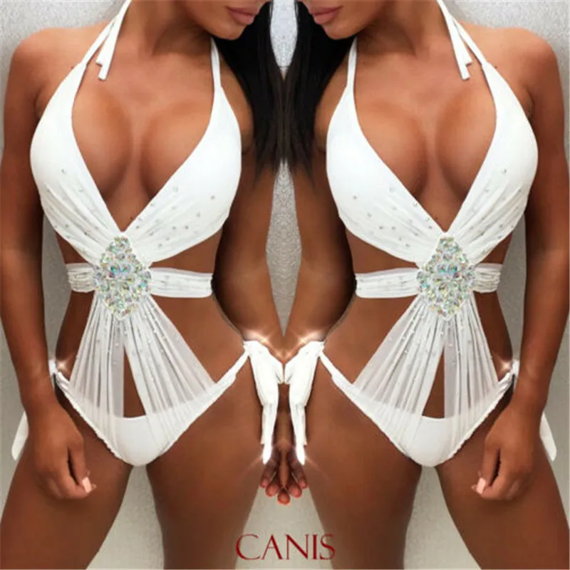 Сексуальный слитный купальник Женский однотонный с пуш ап купальный костюм