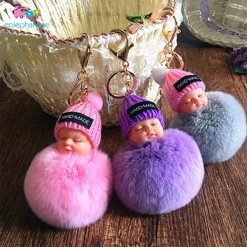 Спящая кукла маленькая игрушки для девочек подвеска в сумку помпон плюшевая