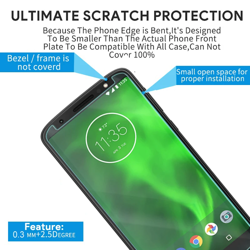 2 шт. 2.5D 9H высококачественный чехол из закаленного стекла для Moto G6 защита экрана