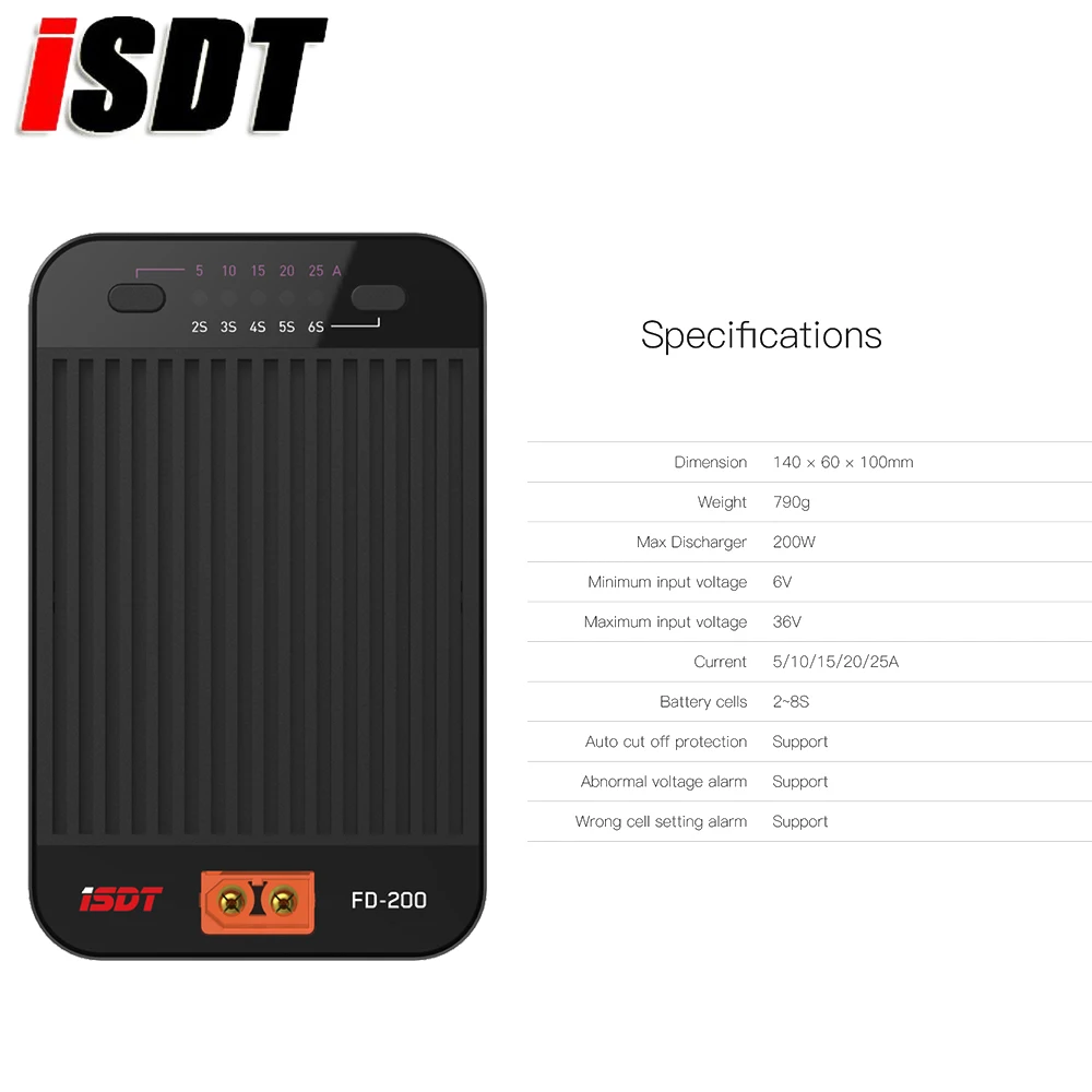 ISDT FD-200 200W 25A Поддержка 2-8S Lipo батарея Беспроводное приложение управления разрядник для радиоуправляемого дрона запчасти