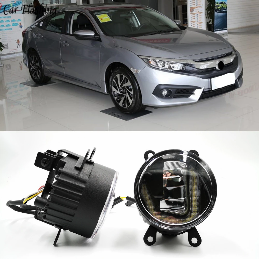 3 в 1 функции авто светодиодный для Honda Civic 2016 2017 2018 DRL Дневной светильник