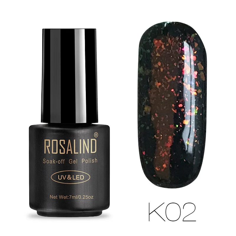 RAK02 Розалинд гель 1 s 7 мл Блестящий Galaxy ногтей Гель-лак красочные блеск гель полуперманентный лак Nail Art замочить от УФ-грунтовка для ногтей - Цвет: RAK02