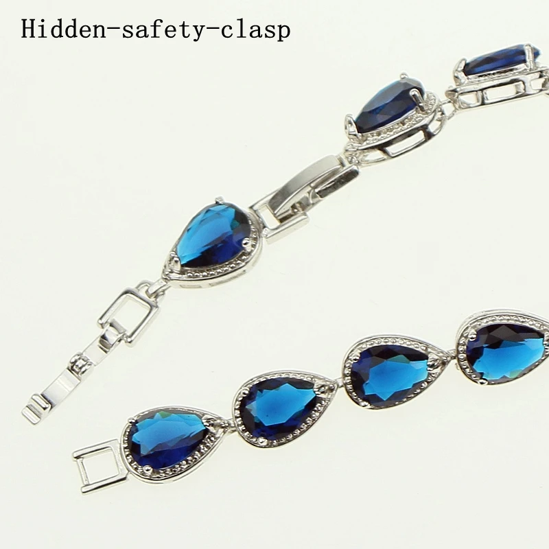 Свадебная Капля воды синий фианит ручной гаечный ключ браслет 925 украшение из