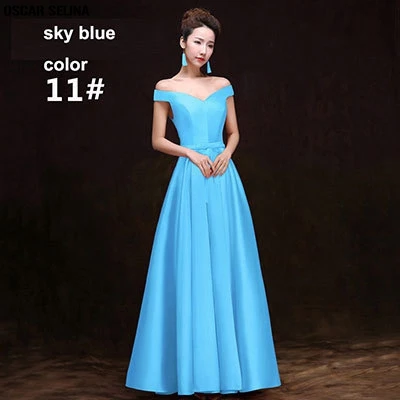 Custom vestido madrinha new satin Boat Neck short sleeve A Line Royal blue burgundy purple champagne bridesmaid dresses long | Свадьбы и
