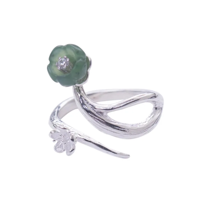 925 серебряные кольца для женщин яшма цветок сливы филиал открытие кольцо