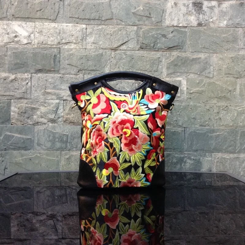 Винтажная вышитая Цветочная национальная сумка мессенджер дорожная через плечо