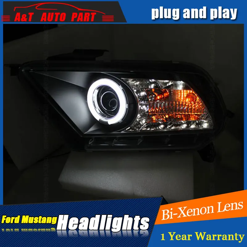 

car Styling LED Head Lamp for Ford Mustang led headlights 2010 2011 2012 for Mustang drl H7 hid Bi-Xenon Lens angel eye low beam