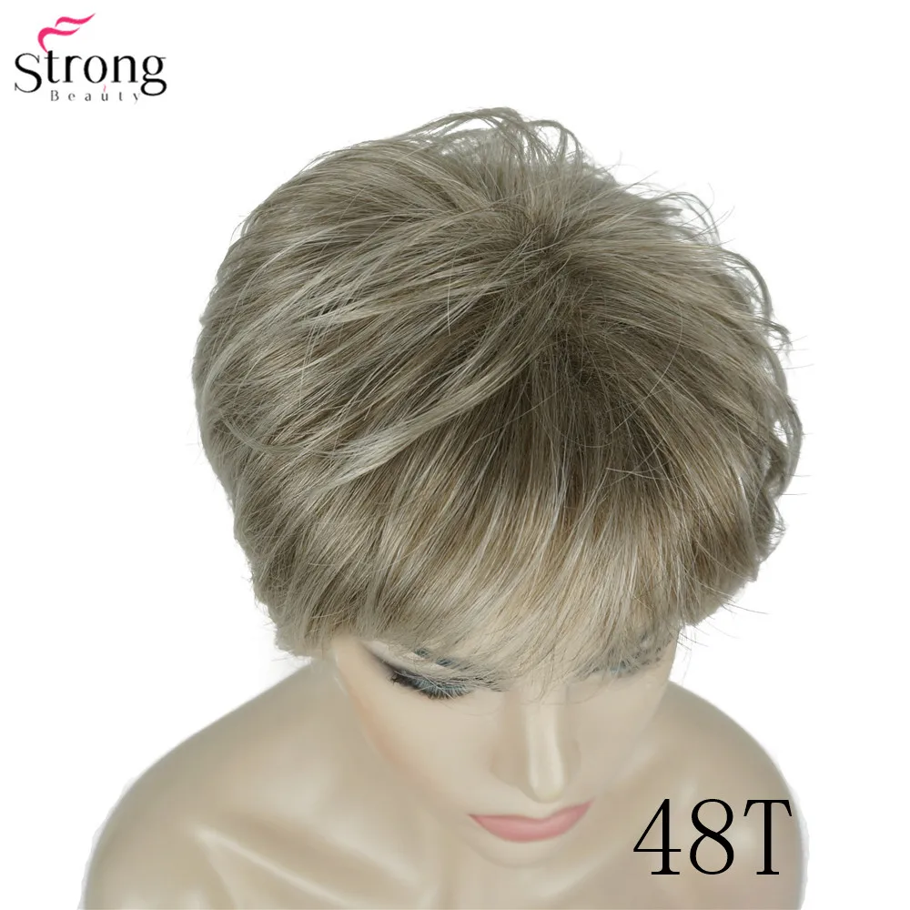 StrongBeauty женский парик короткий прямой натуральный Хай синтетический монолитный парик блонд/черный 11 видов цветов