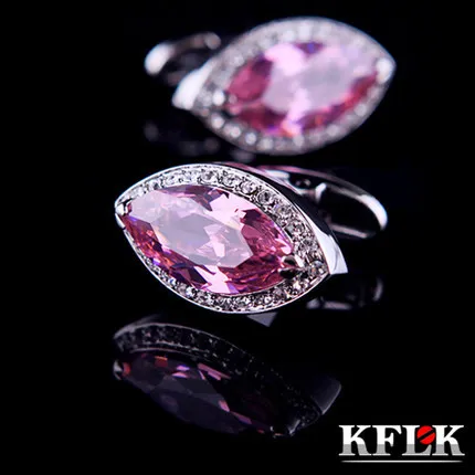 

KFLK 2020 роскошные запонки для рубашек для мужчин брендовые запонки на пуговицах Свадебные розовые хрустальные запонки Высокое качество ...