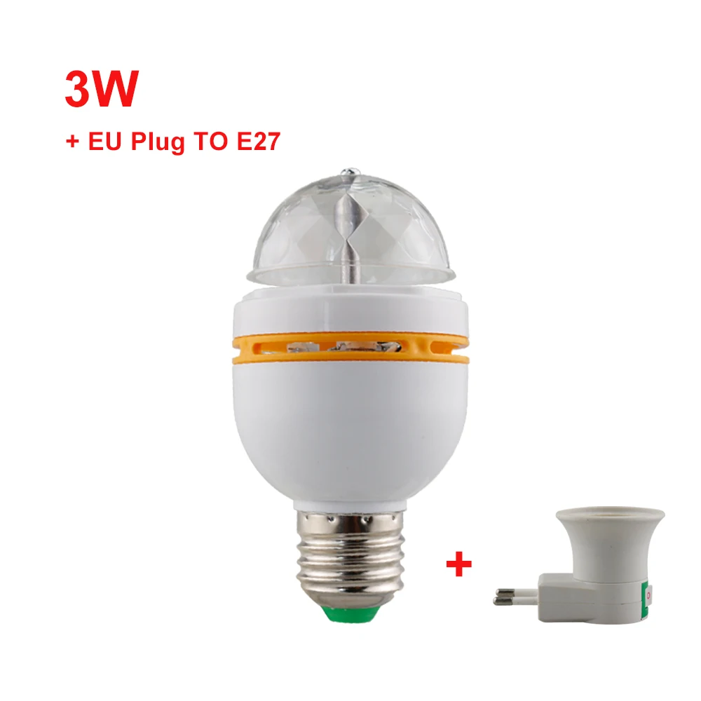 EU TO E27 3W 85-265 в светодиодный светильник E27 3 Вт 6 Вт RGB светодиодный светильник USB лампа ЕС к E27 E14 к E27 автоматический поворот красочный Рождественский светильник ing ночной Светильник - Испускаемый цвет: EU TO E27 3W