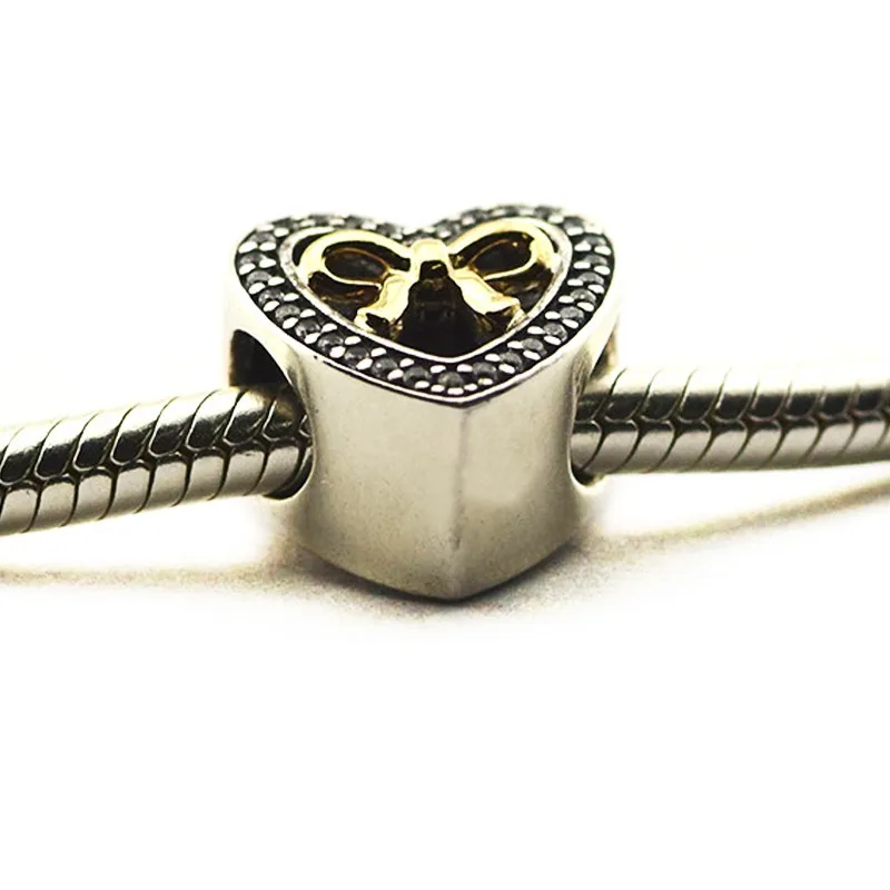 

100% 925 Sterling Silver Charms Beads Bound By Love Charm with Clear CZ Women Jewelry Fit European Charms Bracelet & Snake Chain