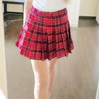 Женская юбка на молнии с завышенной талией Zuolunouba, школьные юбки, плиссированная черная клетчатая юбка, сексуальная красная мини-юбка для женщин на лето 2019