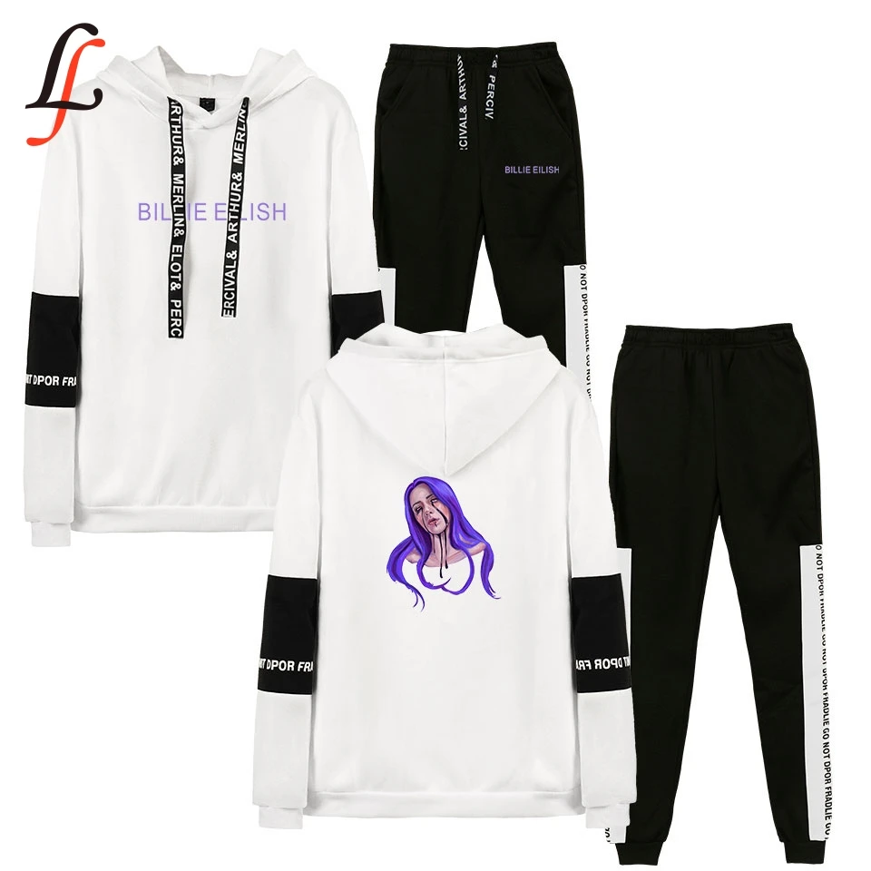 Billie Eilish комплект из 2 предметов женские толстовки в стиле хип хоп Harajuku унисекс