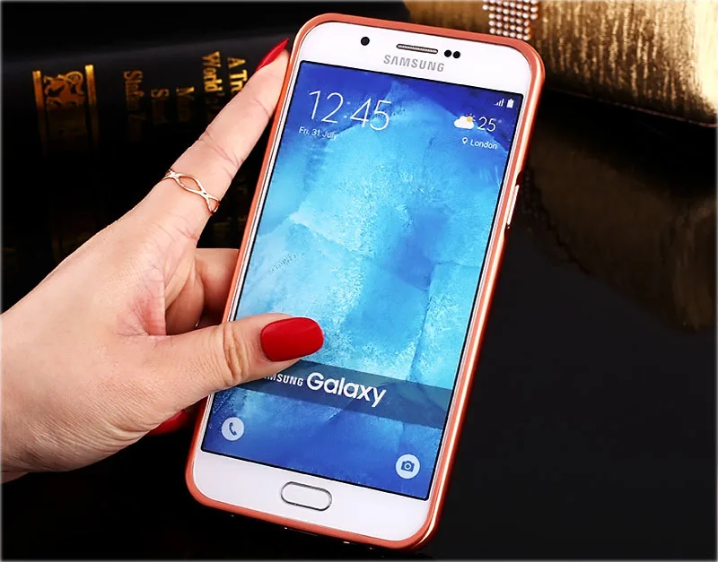 Блестящий чехол с металлическим каркасом + PC блестящий зеркалом для Samsung Galaxy A5 A7