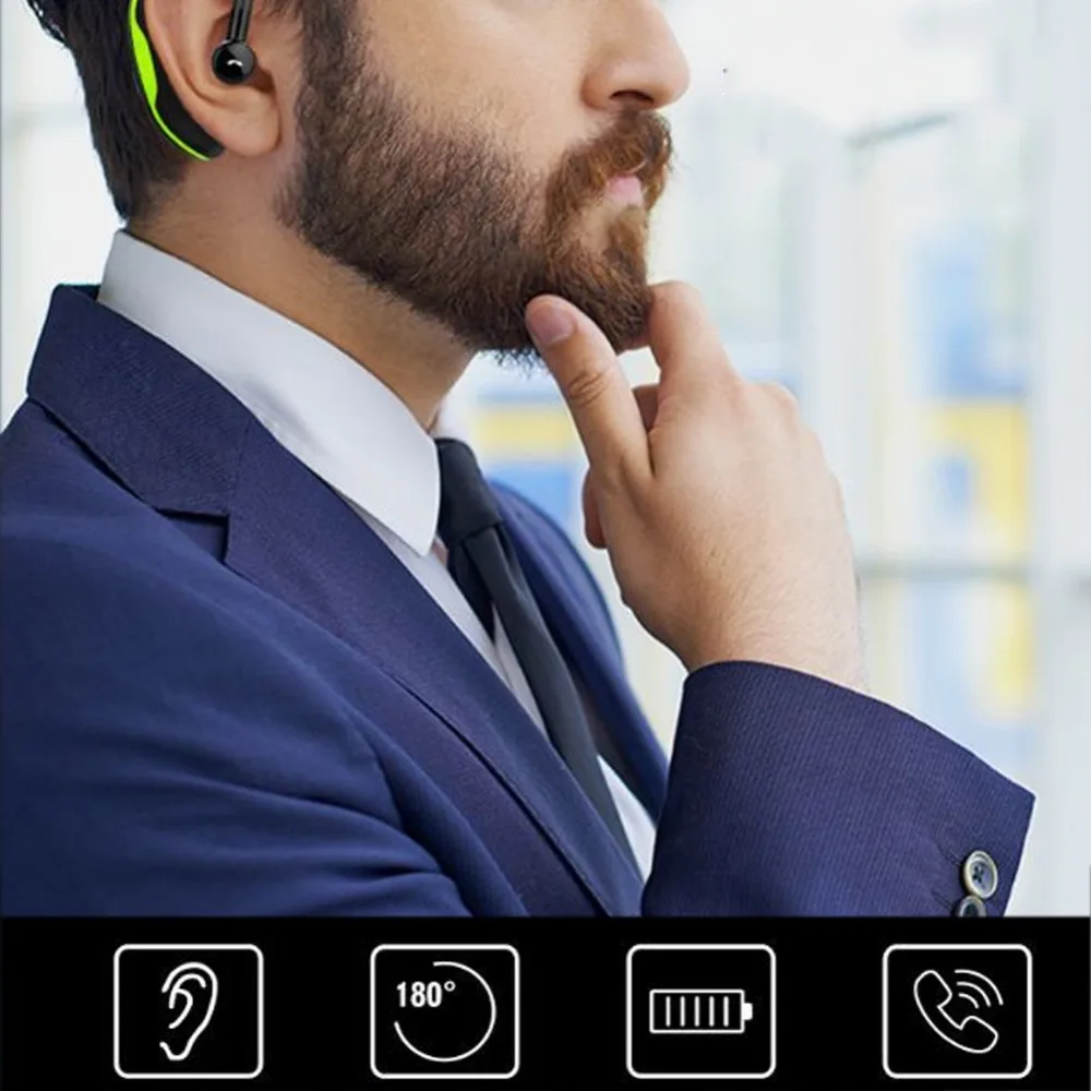 Handsfree Business Waterproof Bluetooth-compatible 4.1 Headphone 180D Rotation With Mic Voice Control Wireless Headset For Phone |