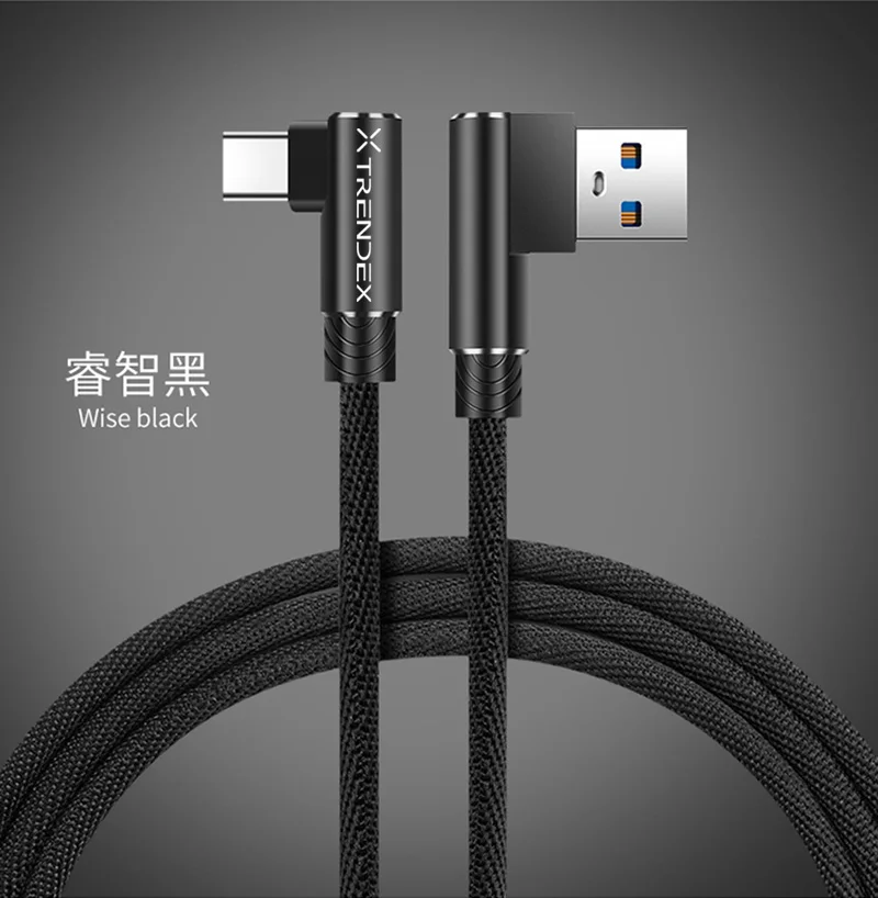 Black 1 M/3.3FT 90-градусный l-образный дизайн Тип usb-C быстрая зарядная зарядка Зарядное устройство кабель для синхронизации данных и зарядки шнур для OnePlus 7/7 Pro 6/6T 5/5T 3/3t - Цвет: Black